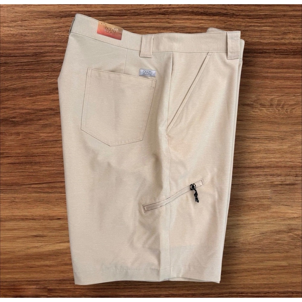Ocean Coast Mens Performance Shorts Me. 36 Khaki Tan Stretch Hiking Golf Utility - Picture 5 of 9